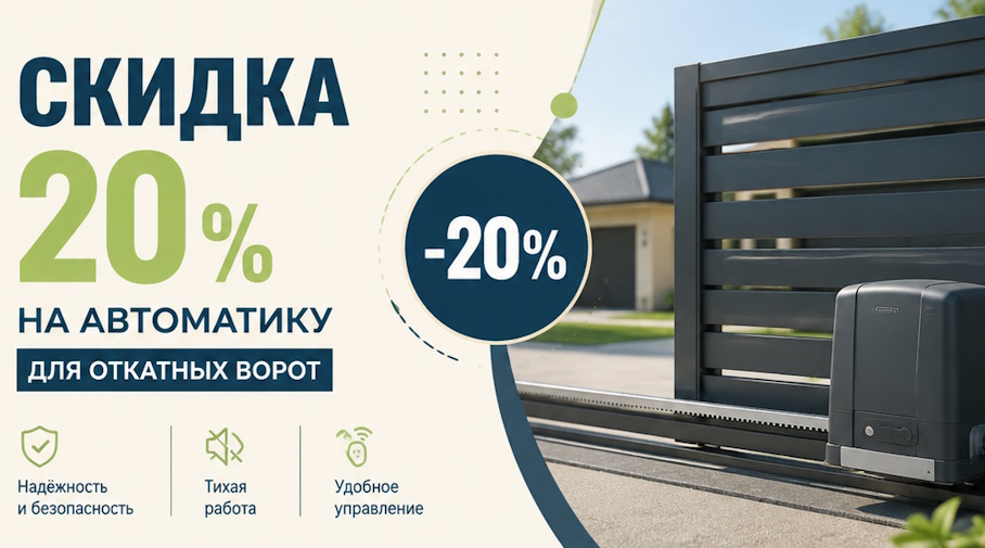 Акция! Скидка 20% на автоматику для откатных ворот
